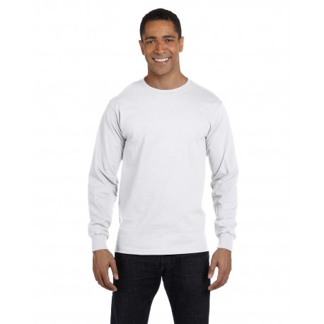 5186 Hanes 5186 Adult Long-Sleeve Beefy-T  WHITE