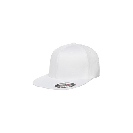 6297F Flexfit 6297F Adult Wooly Twill Pro Baseball On-Field Shape Cap With Flat Bill WHITE