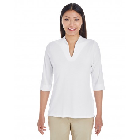 DP188W Devon & Jones DP188W Ladies' Perfect Fit Tailored Open Neckline Top WHITE