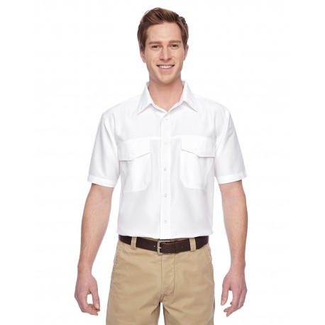 M580 Harriton M580 Men's Key West Short-Sleeve Performance Staff Shirt WHITE