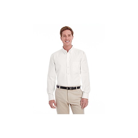 M581T Harriton M581T Men's Tall Foundation 100% Cotton Long-Sleeve Twill Shirt With Teflon WHITE