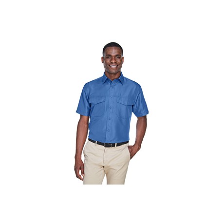 M580 Harriton M580 Men's Key West Short-Sleeve Performance Staff Shirt POOL BLUE