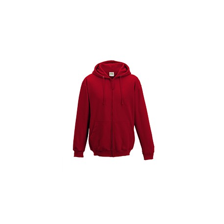 JHA050 Just Hoods By AWDis JHA050 Men's 80/20 Midweight College Full-Zip Hooded Sweatshirt FIRE RED