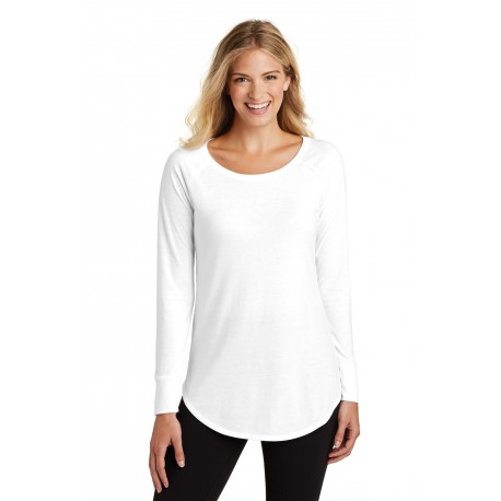 DT132L District DT132L Women's Perfect Tri Long Sleeve Tunic Tee WHITE