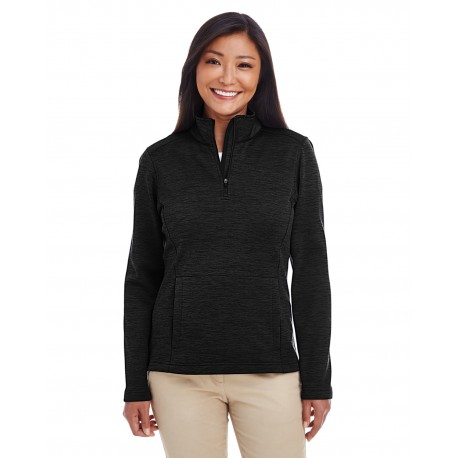 DG798W Devon & Jones DG798W Ladies' Newbury Melange Fleece Quarter-Zip BLACK HEATHER
