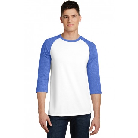 DT6210 District DT6210 Very Important Tee 3/4-Sleeve Raglan Royal Frost/White