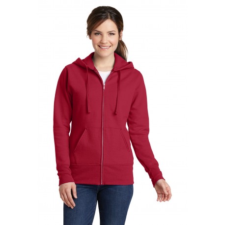 LPC78ZH Port & Company LPC78ZH Ladies Core Fleece Full-Zip Hooded Sweatshirt RED