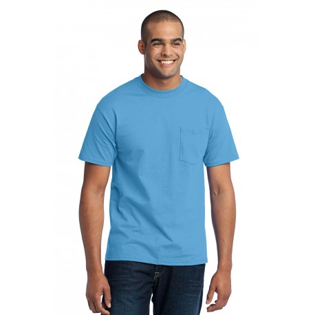 PC55PT Port & Company PC55PT Tall Core Blend Pocket Tee AQUATIC BLUE