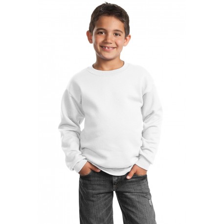 PC90Y Port & Company PC90Y Youth Core Fleece Crewneck Sweatshirt WHITE