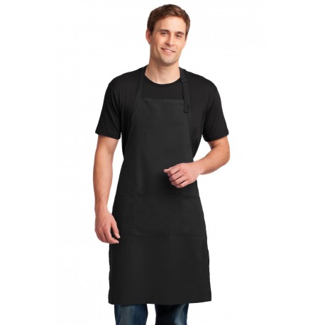 A700 Port Authority A700 Easy Care Extra Long Bib Apron with Stain Release BLACK
