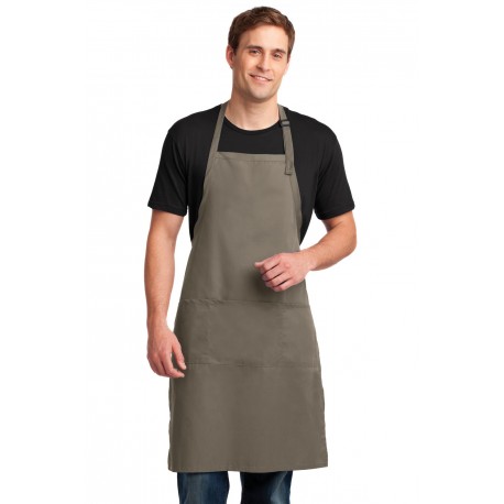 A700 Port Authority A700 Easy Care Extra Long Bib Apron with Stain Release KHAKI