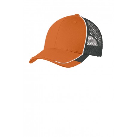 C904 Port Authority C904 Colorblock Mesh Back Cap Flare Orange/White/Magnet Grey