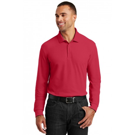 K100LS Port Authority K100LS Long Sleeve Core Classic Pique Polo Rich Red