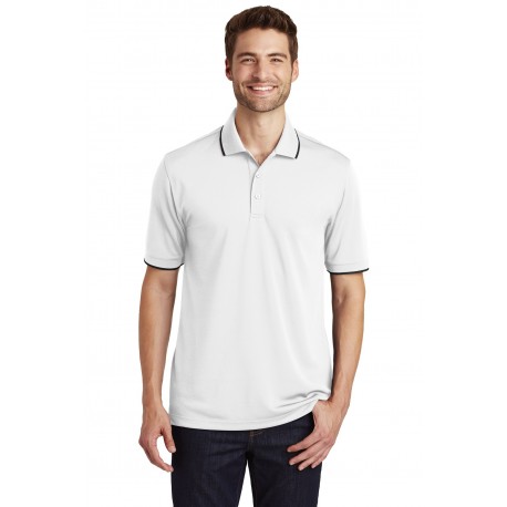 K111 Port Authority K111 Dry Zone UV Micro-Mesh Tipped Polo White/Deep Black