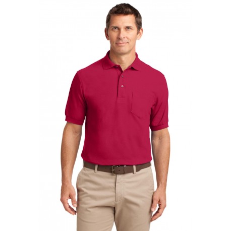 K500P Port Authority K500P Silk Touch Polo with Pocket RED