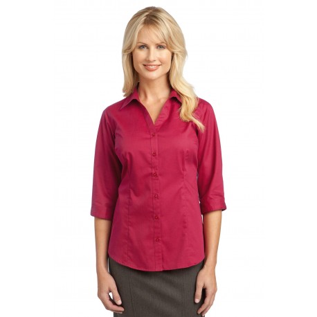 L6290 Port Authority L6290 IMPROVED Ladies 3/4-Sleeve Blouse Raspberry Pink
