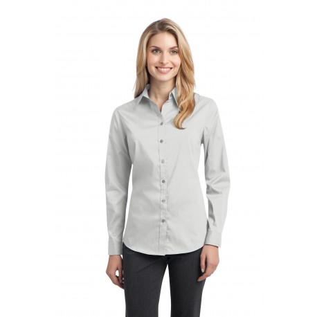 L646 Port Authority L646 Ladies Stretch Poplin Shirt WHITE