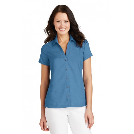 L662 Port Authority L662 Ladies Textured Camp Shirt CELADON
