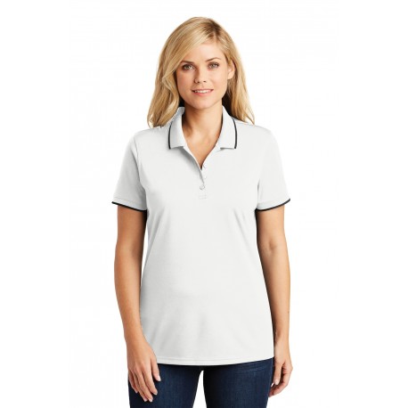 LK111 Port Authority LK111 Ladies Dry Zone UV Micro-Mesh Tipped Polo White/Deep Black