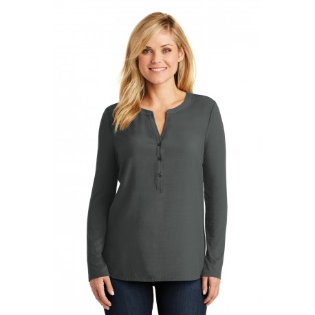 LK5432 Port Authority LK5432 Ladies Concept Henley Tunic Grey Smoke