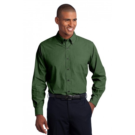 S640 Port Authority S640 Crosshatch Easy Care Shirt Dark Cactus Green