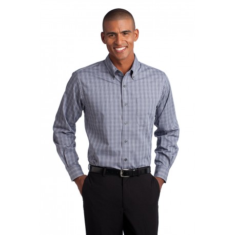 S642 Port Authority S642 Tattersall Easy Care Shirt GREY/WHITE