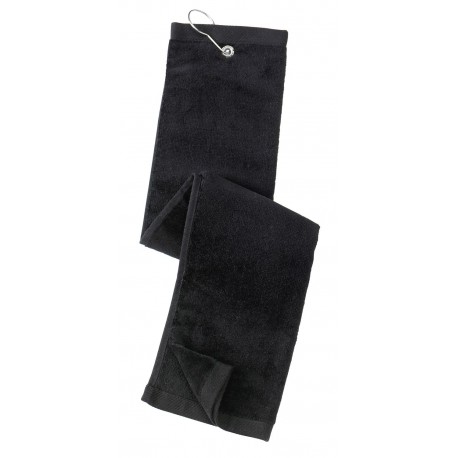 TW50 Port Authority TW50 Grommeted Tri-Fold Golf Towel BLACK