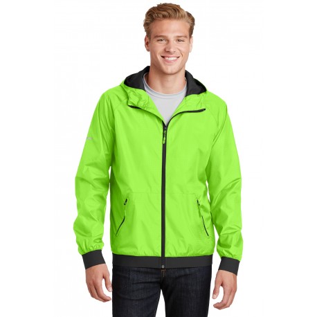 JST53 Sport-Tek JST53 Embossed Hooded Wind Jacket Lime Shock/Black
