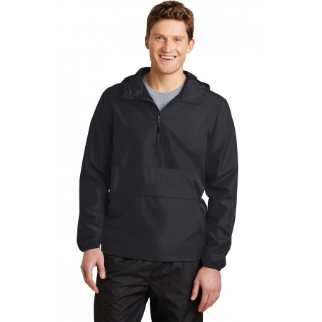 JST65 Sport-Tek JST65 Zipped Pocket Anorak BLACK/BLACK