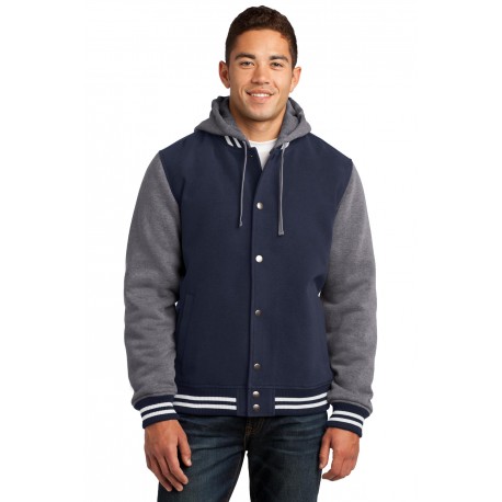 JST82 Sport-Tek JST82 Insulated Letterman Jacket True Navy/Vintage Heather