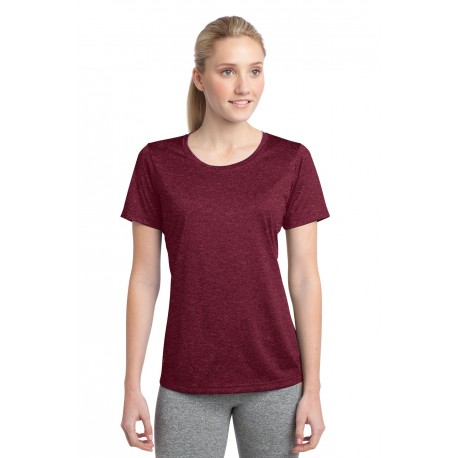 LST360 Sport-Tek LST360 Ladies Heather Contender Scoop Neck Tee CARDINAL HEATHER