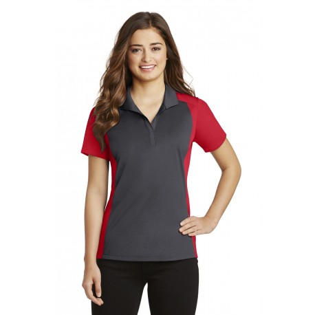 LST652 Sport-Tek LST652 Ladies Colorblock Micropique Sport-Wick Polo Iron Grey/True Red