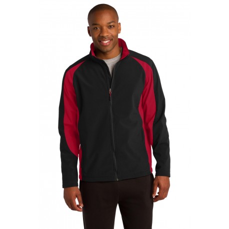ST970 Sport-Tek ST970 Colorblock Soft Shell Jacket Black/True Red