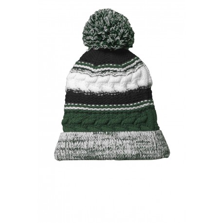 STC21 Sport-Tek STC21 Pom Pom Team Beanie Forest Green/Black/White