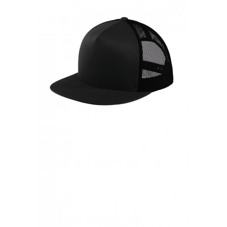 STC38 Sport-Tek STC38 Yupoong 5-Panel Classic Trucker Mesh Back Cap BLACK/BLACK