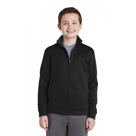 YST241 Sport-Tek YST241 Youth Sport-Wick Fleece Full-Zip Jacket BLACK