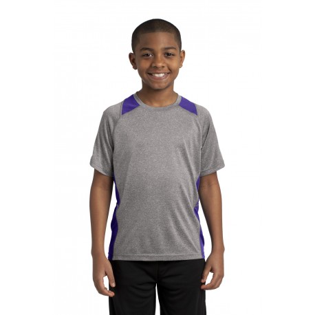 YST361 Sport-Tek YST361 Youth Heather Colorblock Contender Tee Vintage Heather/Purple