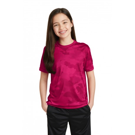 YST370 Sport-Tek YST370 Youth CamoHex Tee Pink Raspberry