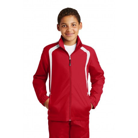 YST60 Sport-Tek YST60 Youth Colorblock Raglan Jacket True Red/White