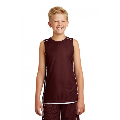 YT555 Sport-Tek YT555 Youth PosiCharge Mesh Reversible Sleeveless Tee MAROON