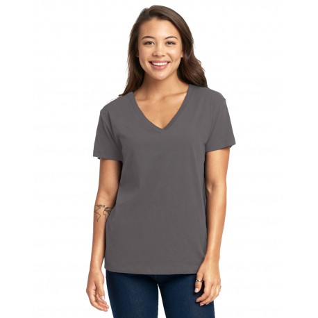 3940 Next Level 3940 Ladies' Relaxed V-Neck T-Shirt HEAVY METAL