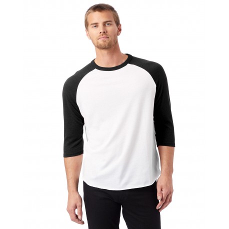 5127BP Alternative 5127BP Men's Vintage Keeper Baseball T-Shirt WHITE/ BLACK