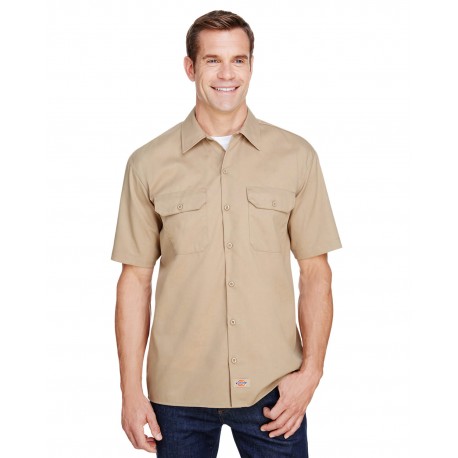 WS675 Dickies WS675 Men's Flex Relaxed Fit Short-Sleeve Twill Work Shirt DESERT SAND