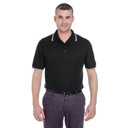 UltraClub 8545 Men's Short-Sleeve Whisper Pique Polo With Tipped Collar And Cuffs